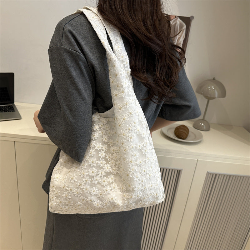Elegante floral bestickte Einkaufstasche Karnz