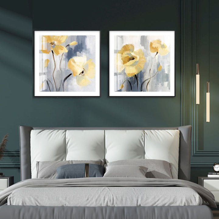 Elegante Blumen Wandkunst Set