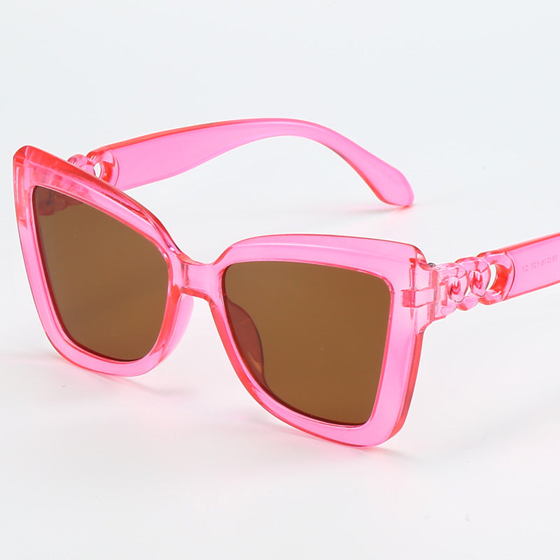 Damen moderne Cat-Eye Sonnenbrille mit klarem Rahmen und UV-Schutz Karnz