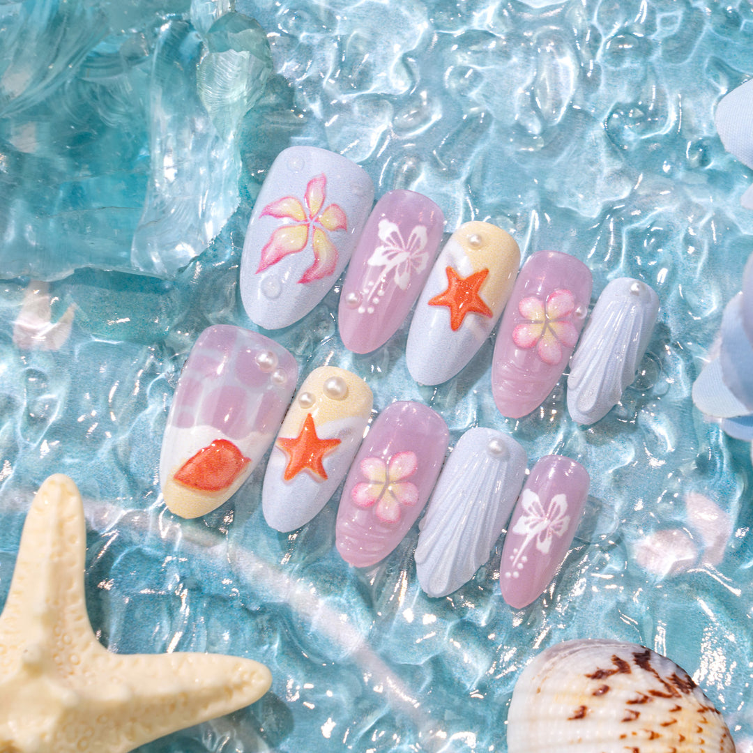 Tropisch inspiriertes dekoratives Press-On Nagelkunst Set