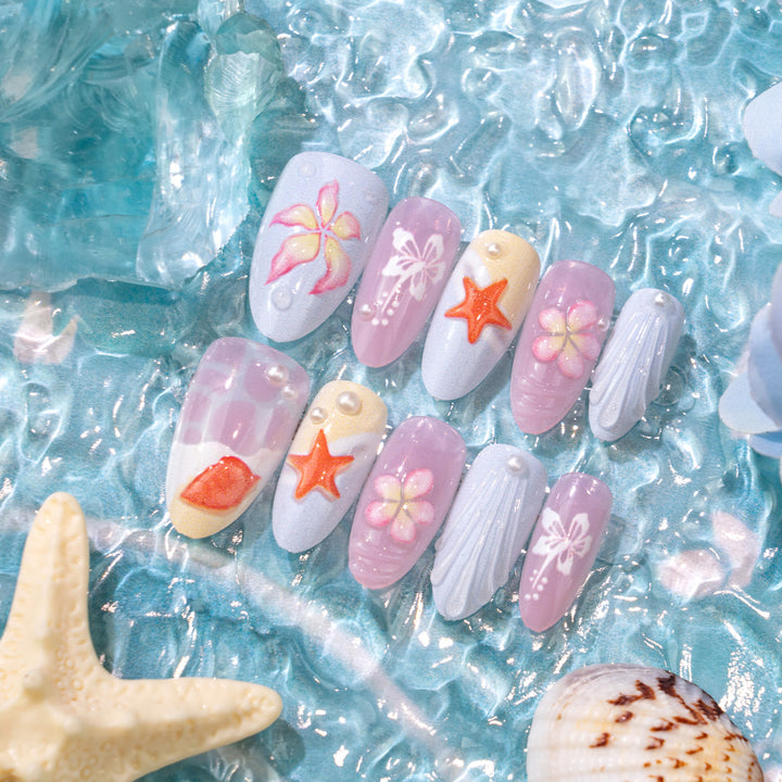 Tropisch inspiriertes dekoratives Press-On Nagelkunst Set