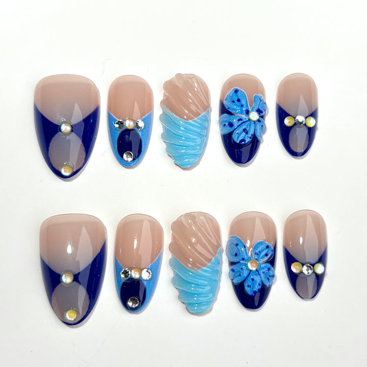 Künstlerischer mit Edelsteinen verzierten Press-On Nagelset 1790746253