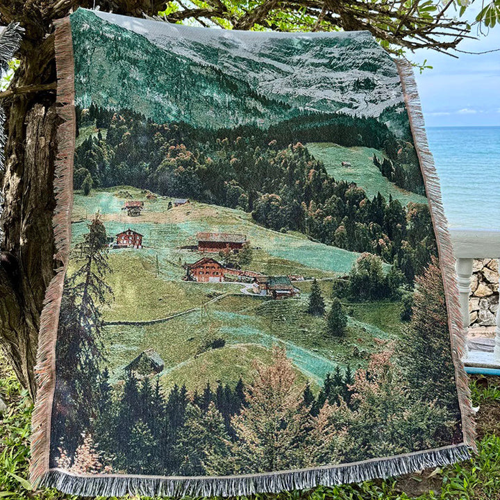 Szenische Landschaft Gewebte Wurfdecke