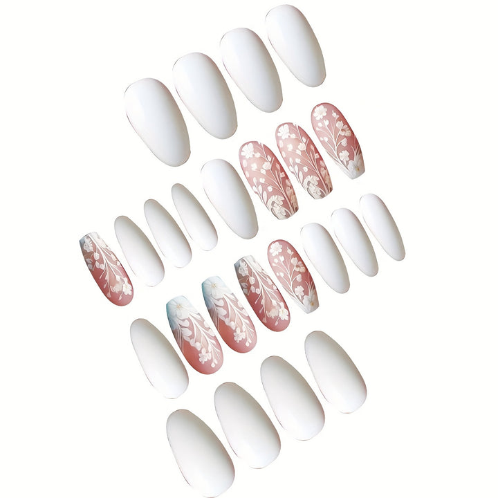 Elegante Blumen Kunst Press-On Nagel Set Karnz