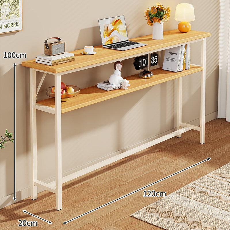 Slim Industrial Konsolentisch mit Holzplatte und Stahlrahmen