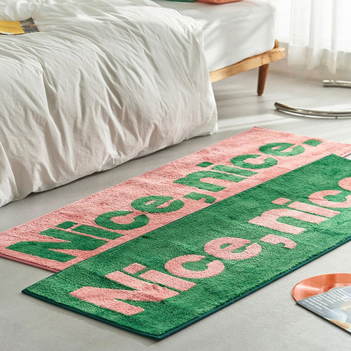 Langer Plüsch Slogan Schlafzimmer Läufer Teppich mit rutschfester Rückseite