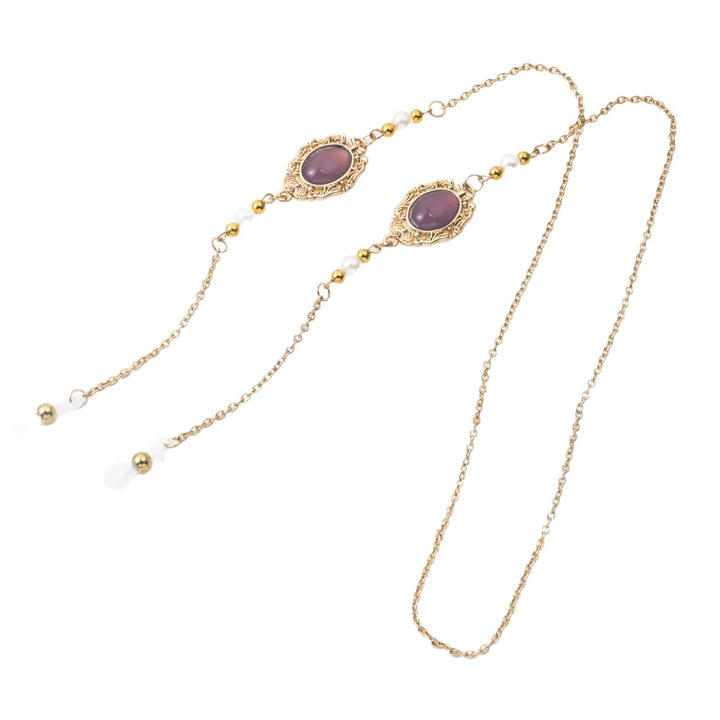 Elegante Brillen Kette mit dekorativen Edelsteinen Karnz