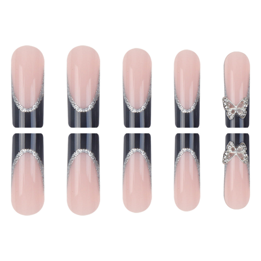 Elegantly gestaltete Stiletto Press-On Nägel Karnz