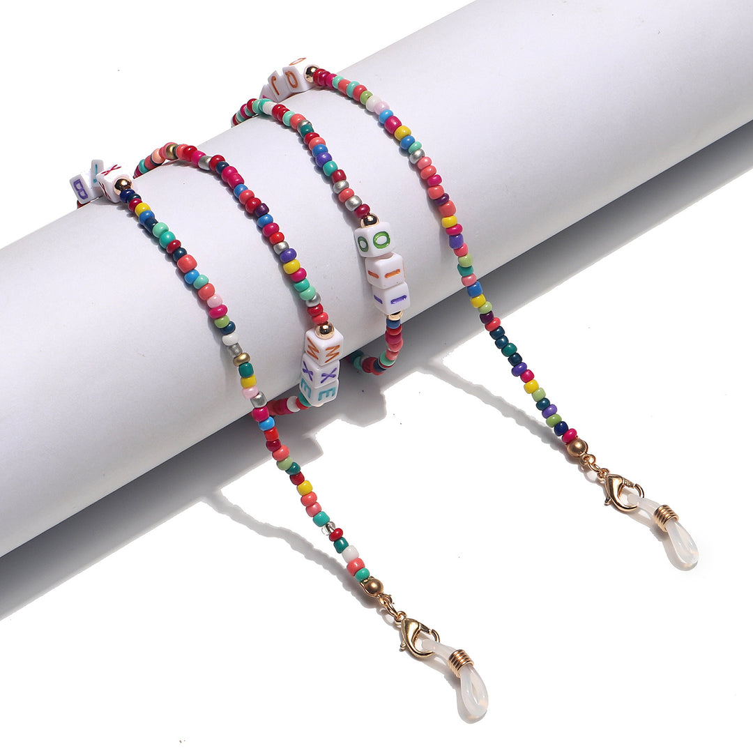 Bunte Perlen Brillen Kette Karnz