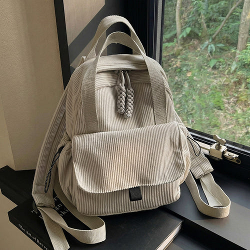 Cord-Rucksack mit Mehreren Fächern und Verstärktem Boden Karnz