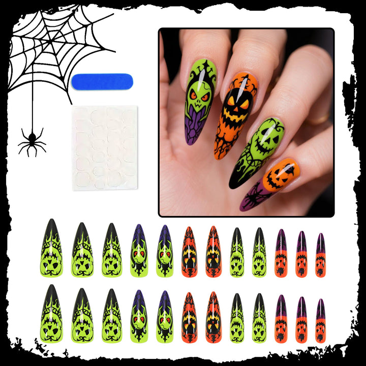 Halloween Kunstnagelset mit gruseligem Design und kreativen Motiven Karnz