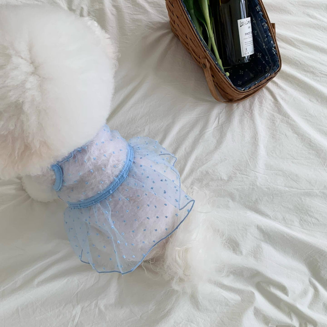 Kleines Hund Tüll Punkt Tutu Kleid mit Geschirrzugang & Verstellbaren Rückenriemen