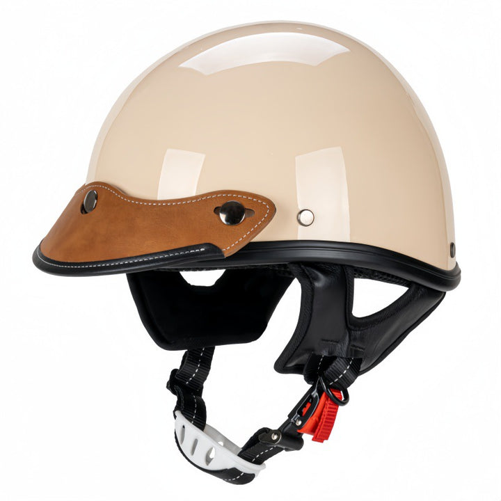 Klassischer Leder-Motorradhelm Karnz