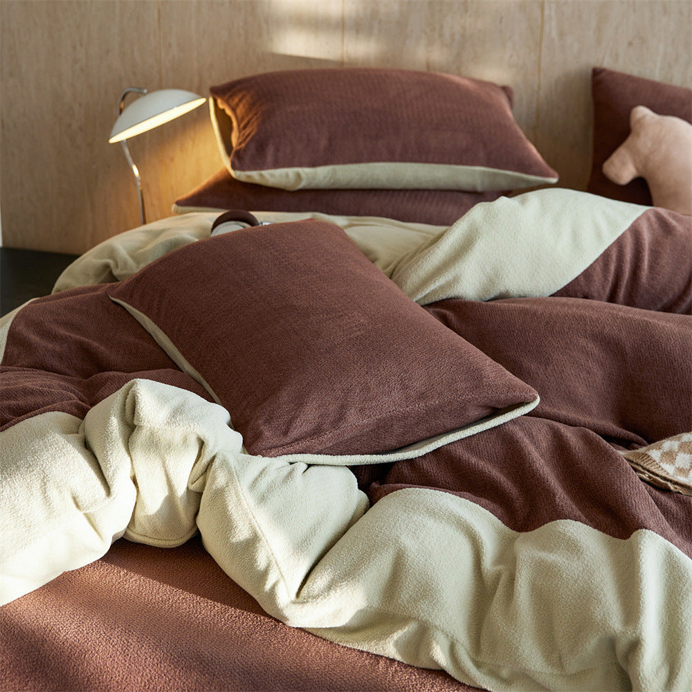 Umkehrbare Sherpa-Textur Kuscheldecke und Kissenbezug Set