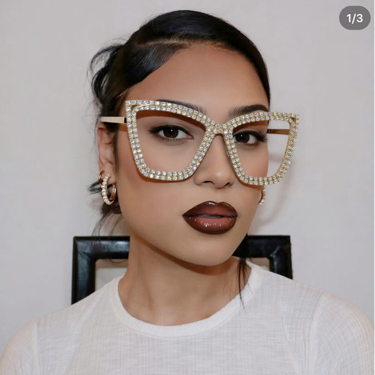Damen extravagante Sonnenbrille mit funkelndem Kristallrahmen Karnz