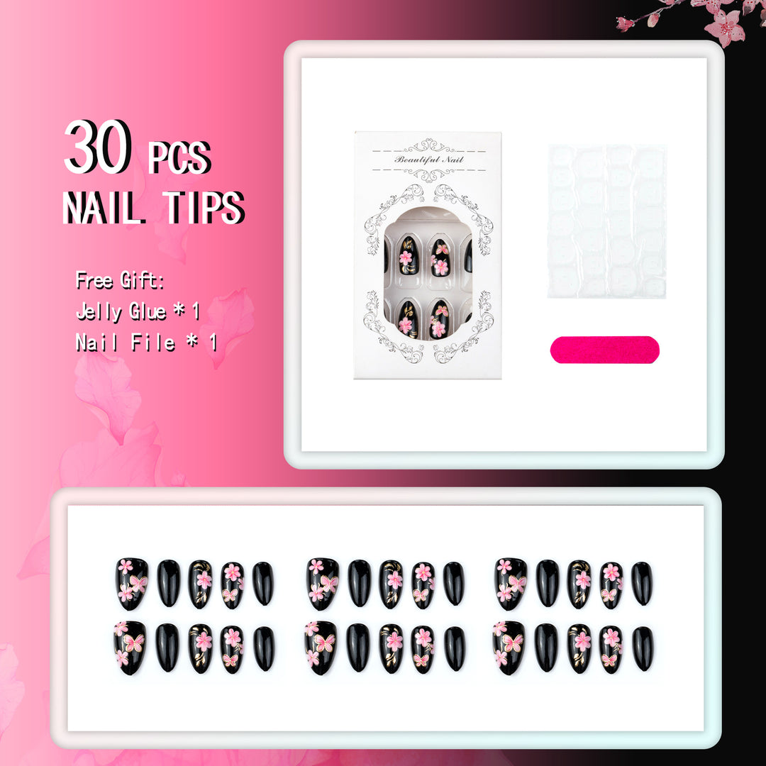 Dekorativer Press-On-Nagelset mit floralen Designs