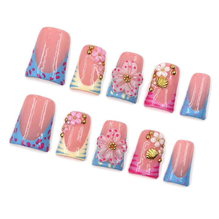 Floral Embellished Press-On Nail Set