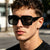 Damen modische quadratische Sonnenbrille mit stylischem Kunststoffrahmen Karnz