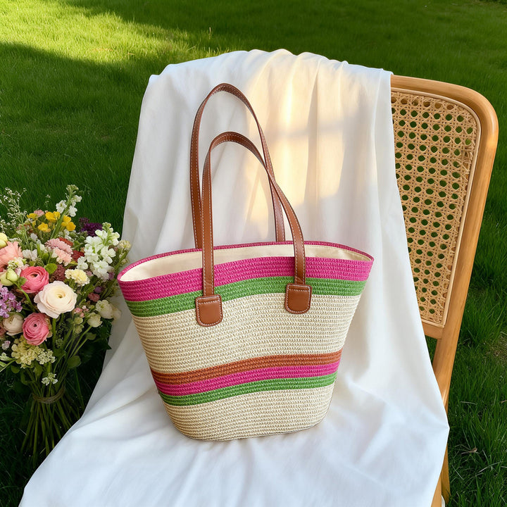 Bunte Strohtasche Strandtasche Karnz