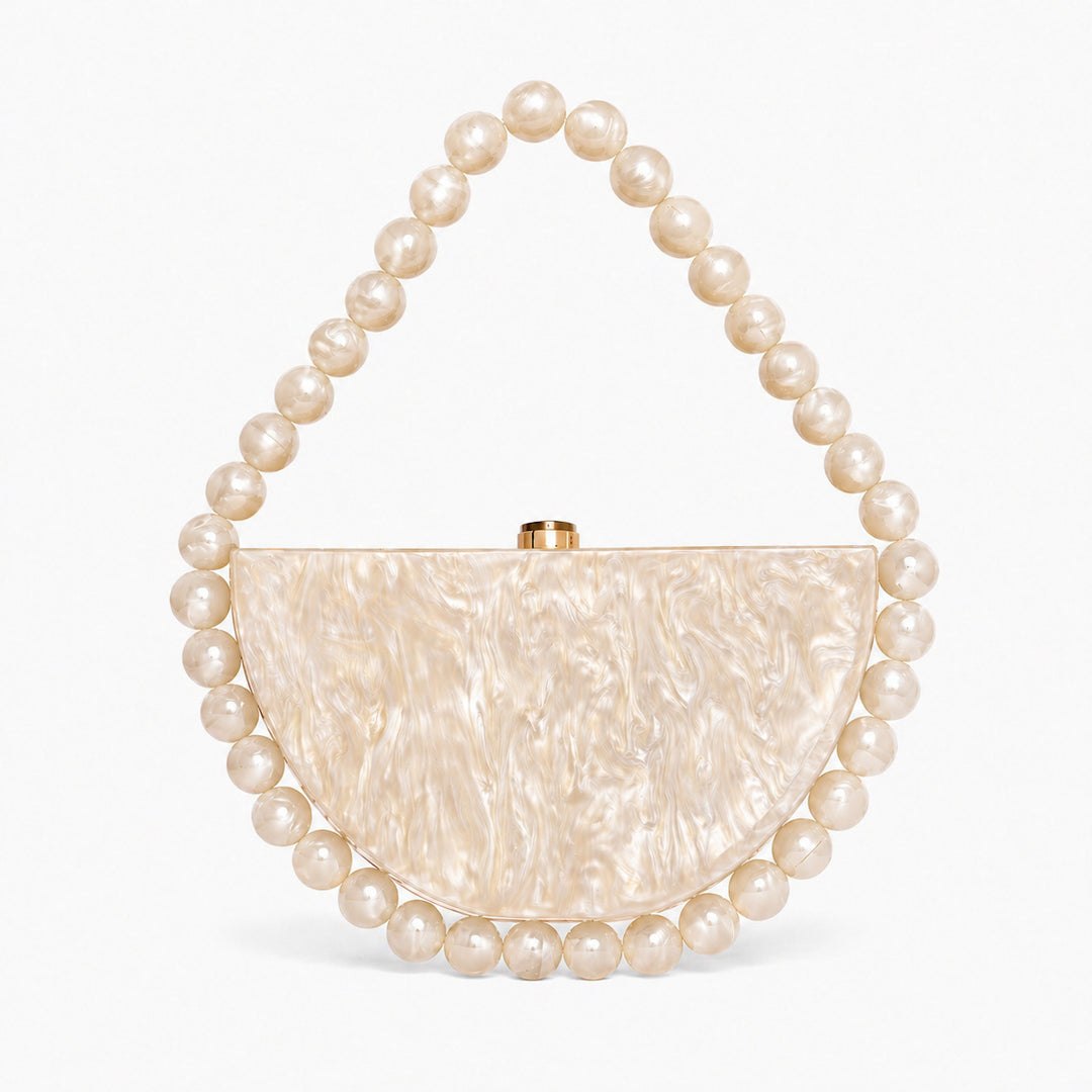 Perlenakzentierte Acryl-Abendclutch