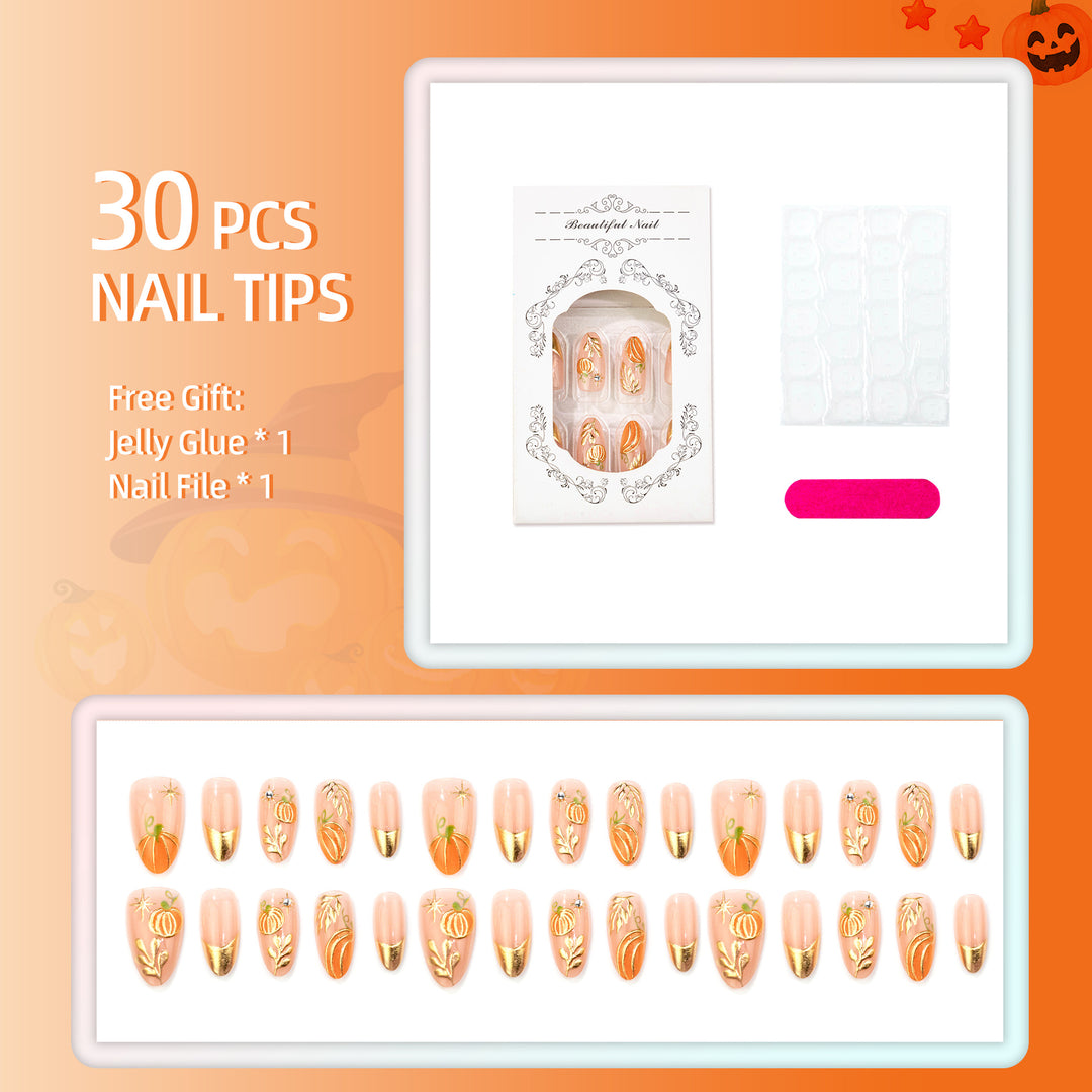 Künstlerisches Herbst-Themen Press-On Nagelkunst Set