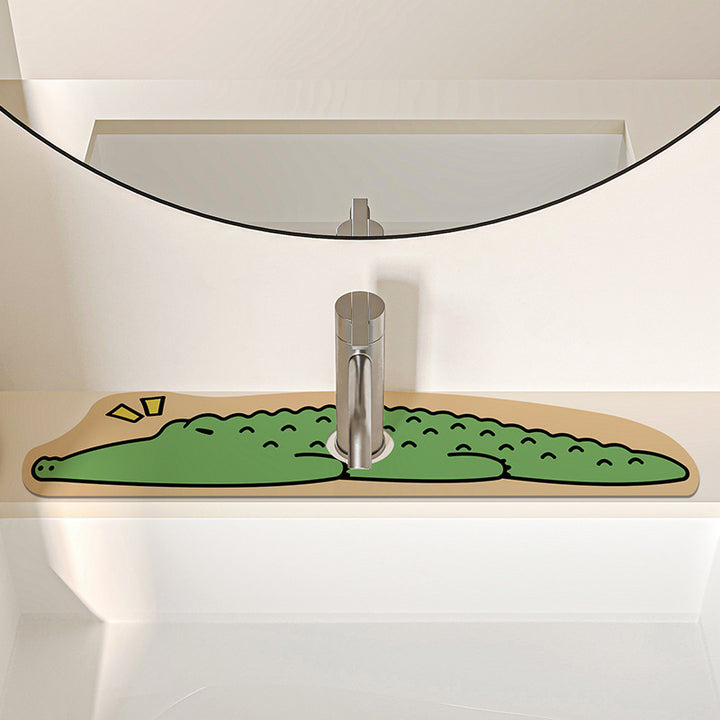 Decorative Silicone Faucet Sink Protector Mat with Dog-Shaped Counter Splash Guard