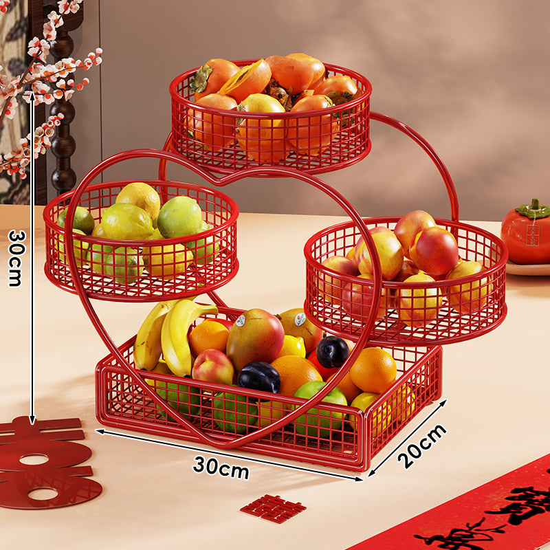 Herzförmiger dreistufiger Metall Obstkorb Organizer