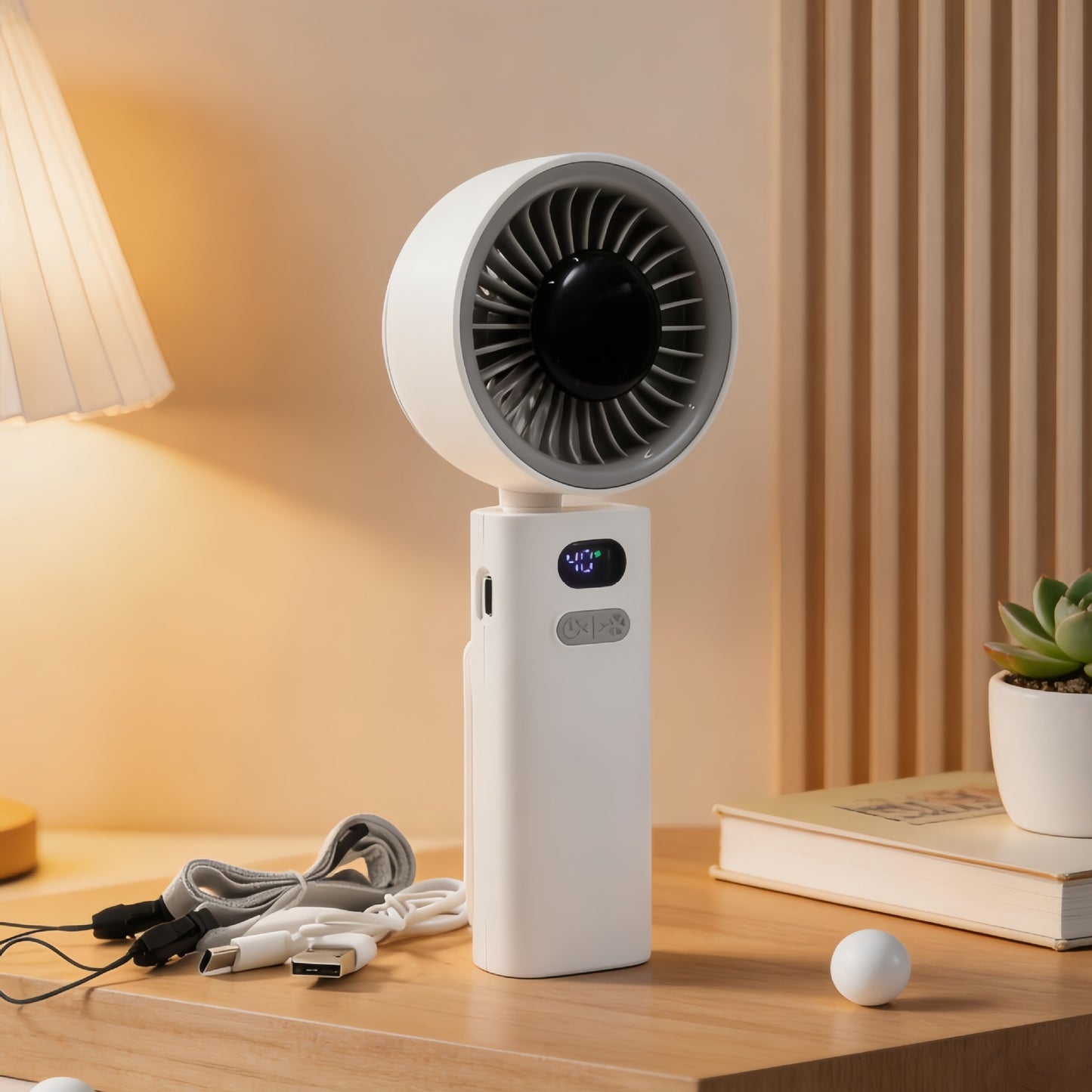 Damen Tragbarer Handventilator mit LCD-Display und USB-Ladefunktion Karnz