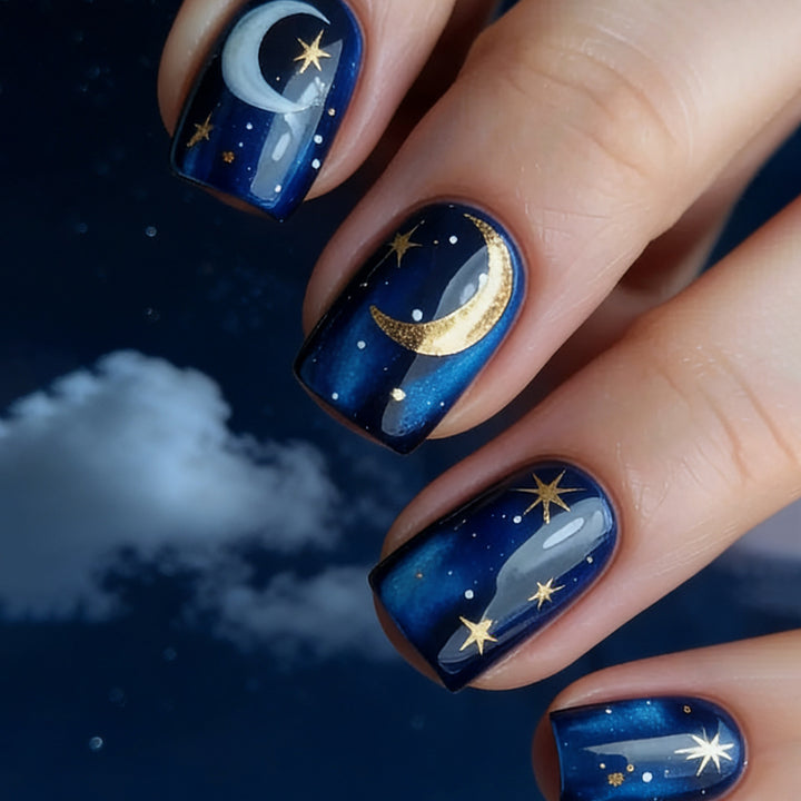 Himmlische Nachthimmel Nagelkunst Erweiterungen Karnz