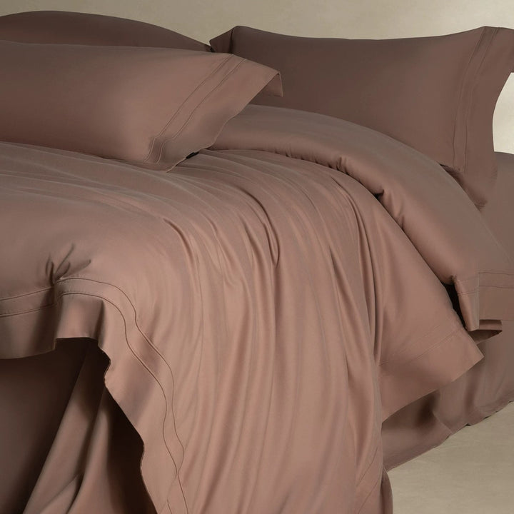 Bürstenmikrofaser-Satin-Bettbezug-Set mit Doppelstichsaum