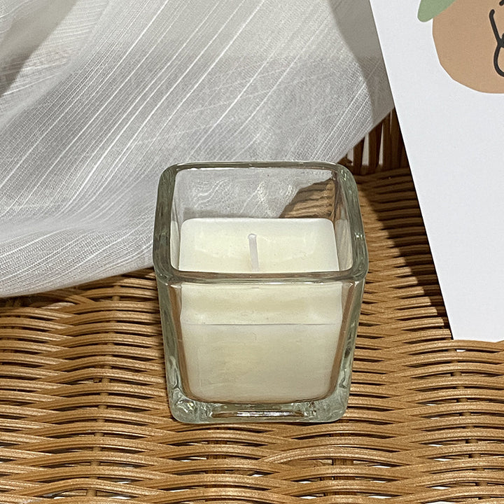 Quadratische Glas-Teelicht Duftsojawachskerze mit Baumwolldocht Minimalistisches Gefäß