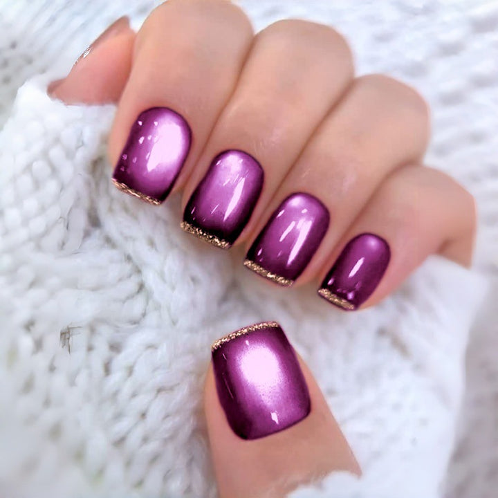 Künstlerisches Press-On-Nagelset mit glänzendem Ombre-Finish Karnz