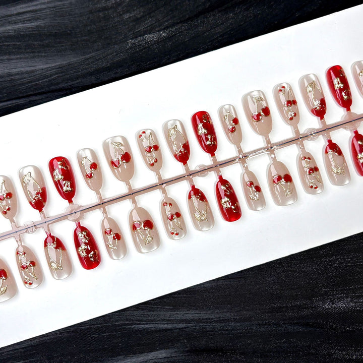 Kirsch-Themen Press-On Nagelkunst Set