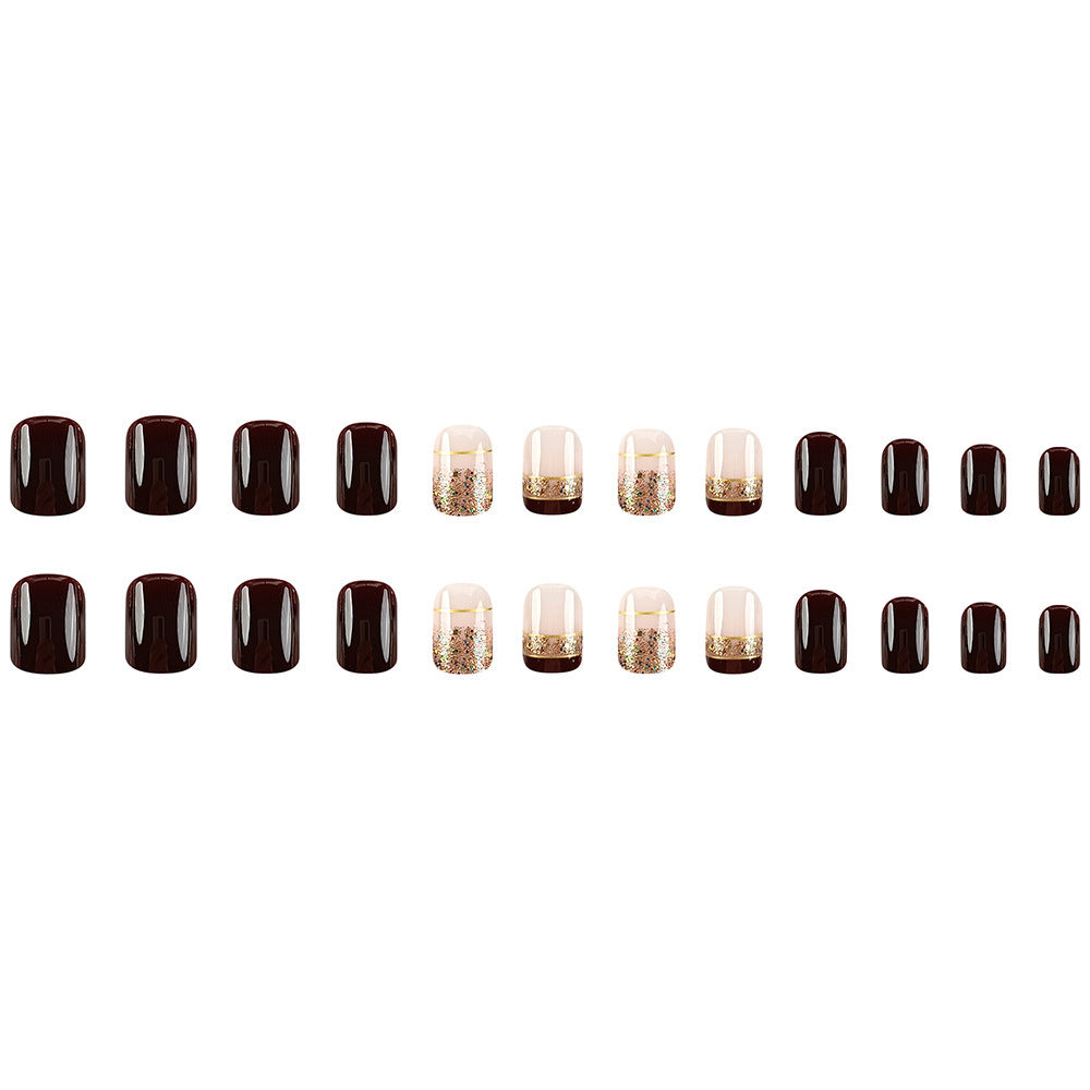 Glitzerndes French Tip Nagelkunstset Karnz