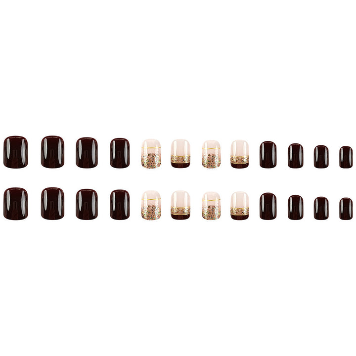 Glitzerndes French Tip Nagelkunstset Karnz