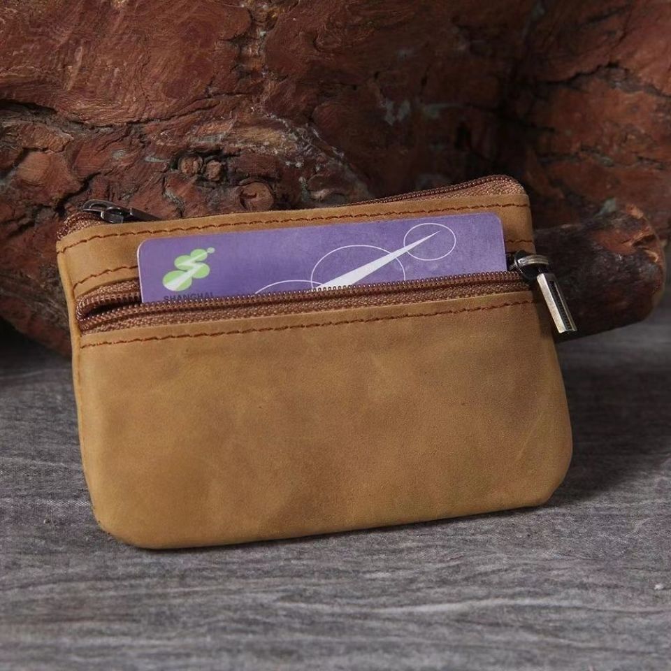 Kompakte Leder Reißverschluss-Münztasche Karnz