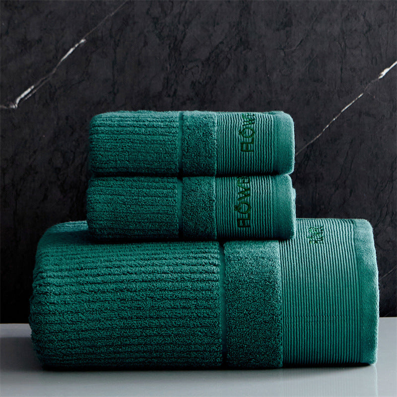 Luxuriöses Frottier-Handtuch-Set aus Baumwollvelours mit Rippenstruktur