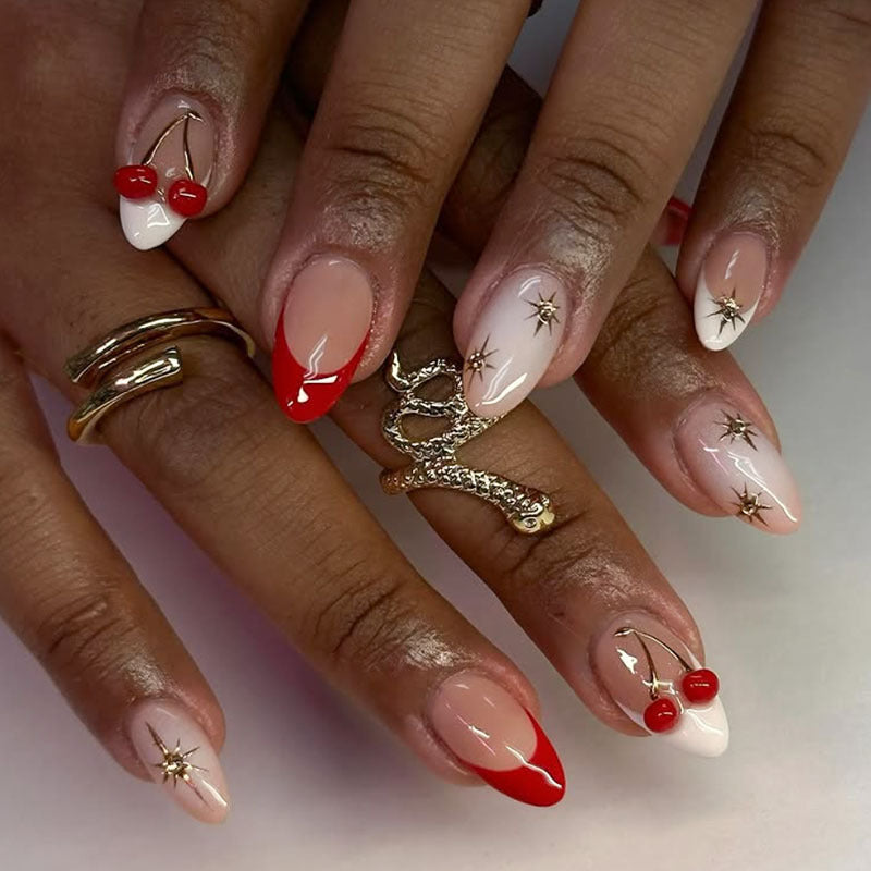 Kreative Kirsche-inspirierte Nagelkunst