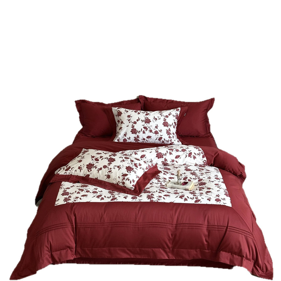 Luxuriöses Baumwoll-Bettwäsche-Set mit floralem Print und Kissenbezügen