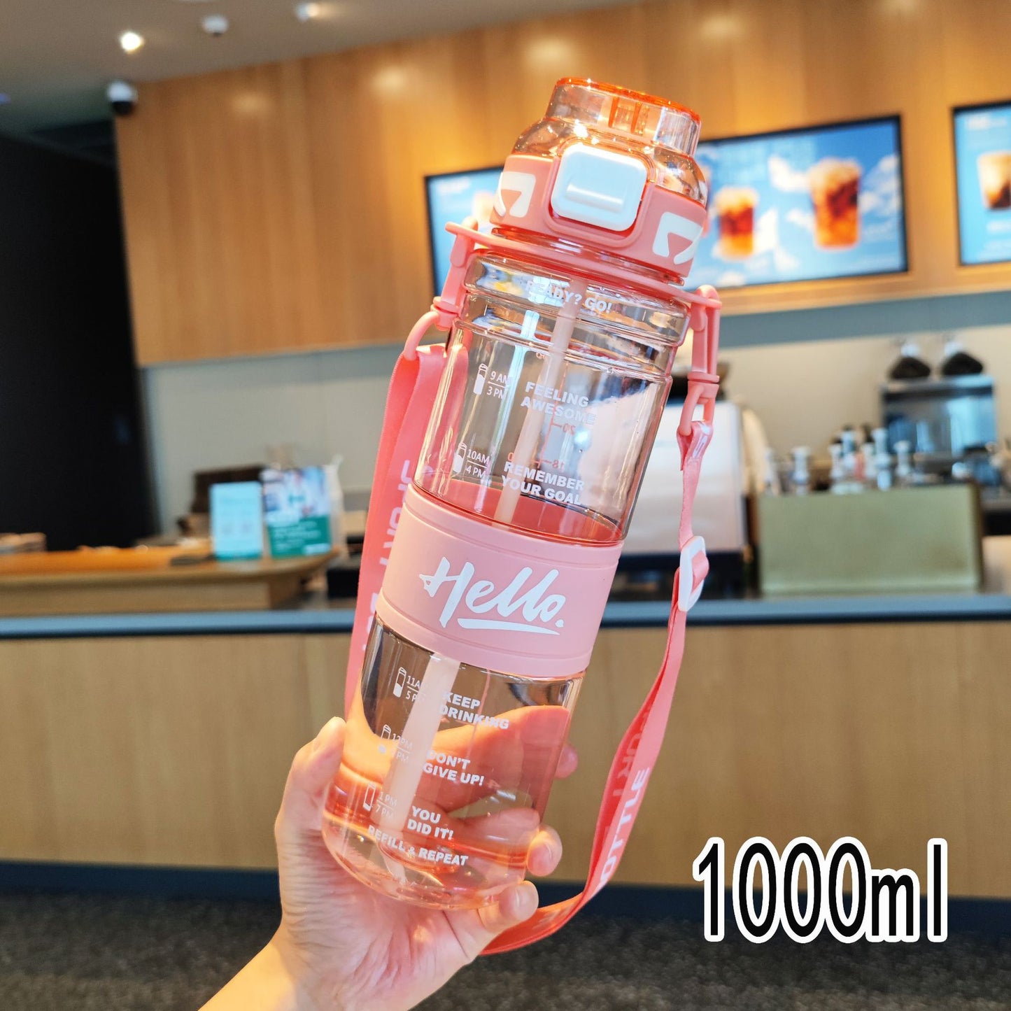 Damen große Sport-Trinkflasche mit motivierenden Zeitmarkierungen Karnz
