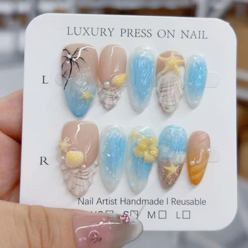 Künstlerisch Floral-Inspirierte Press-On Nägel Karnz