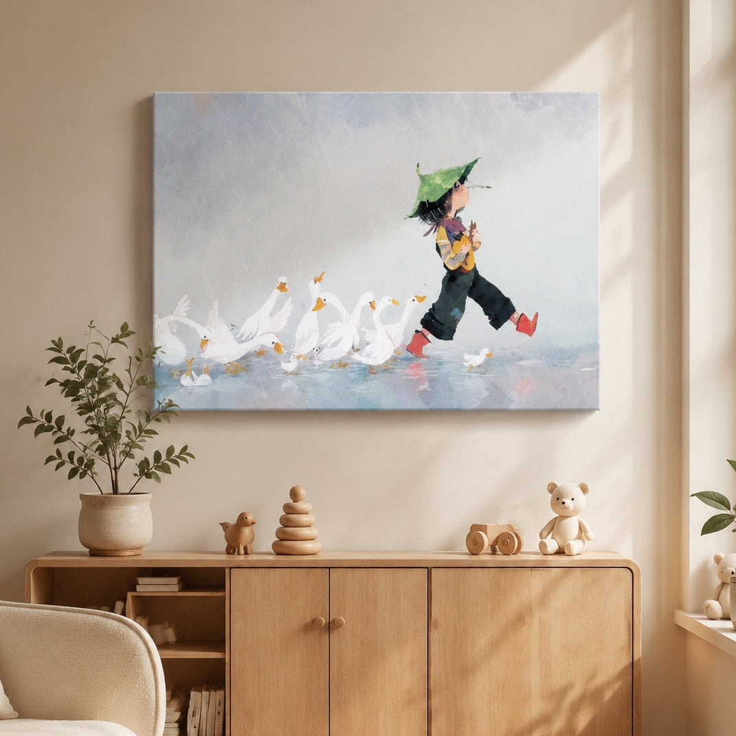 Verspieltes Kaninchen und Kind Leinwandkunst