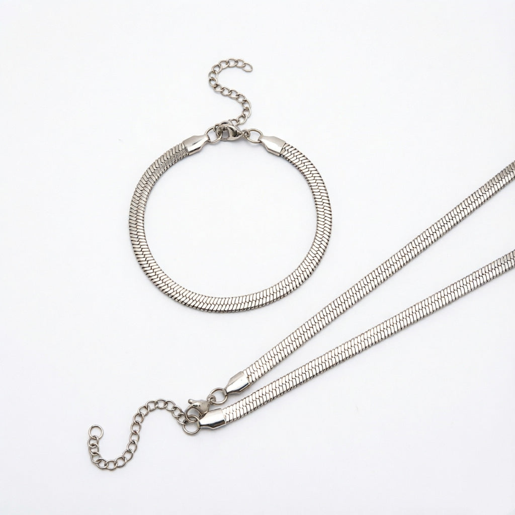 Elegantes Fischgrätenkette Schmuckset Karnz