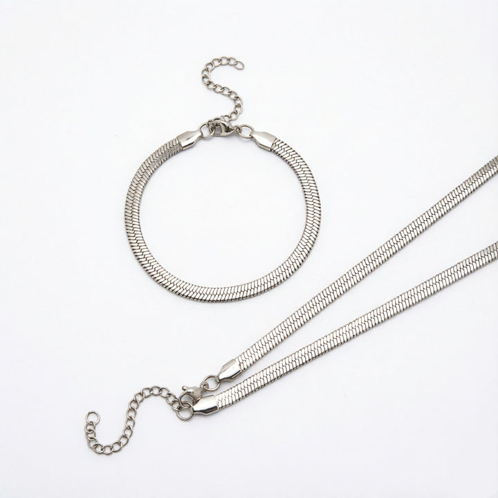 Elegantes Fischgrätenkette Schmuckset Karnz
