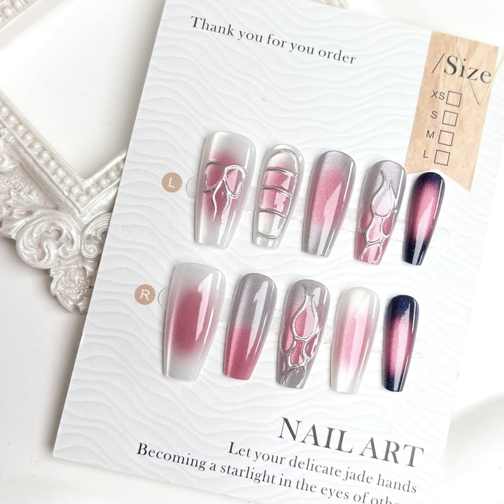 Dekorativen Druck-Nagelset mit Ombre- und Glitzereffekten