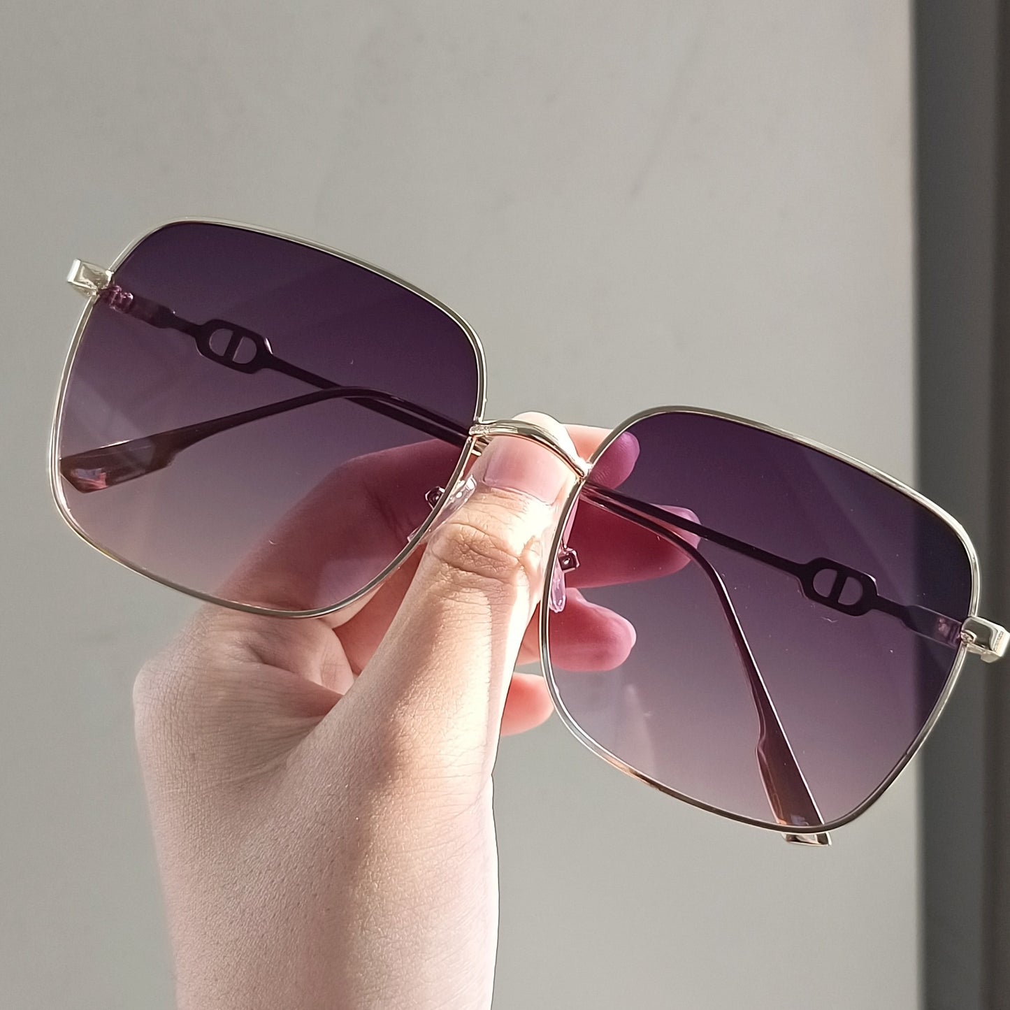 Damen geometrische Oversized-Sonnenbrille Karnz