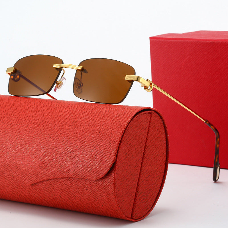 Damen modische rechteckige Sonnenbrille mit filigranem Metallrahmen Karnz