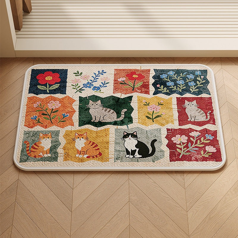 Patchwork Katzen-Themen Teppich