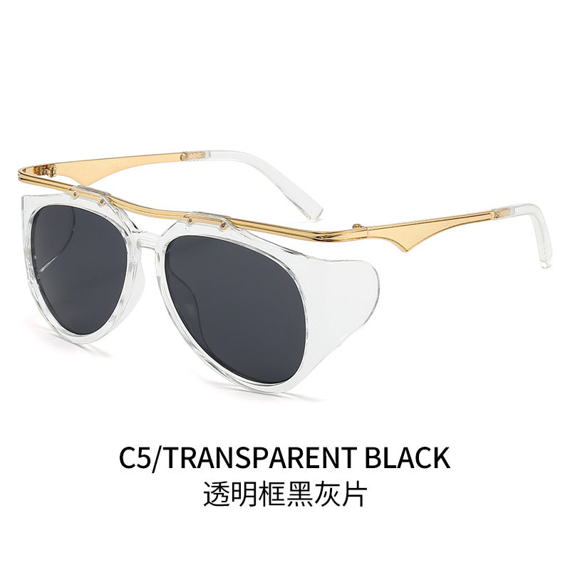 Damen Modische Sport-Sonnenbrille mit Oversized-Rahmen und goldenen Akzenten Karnz