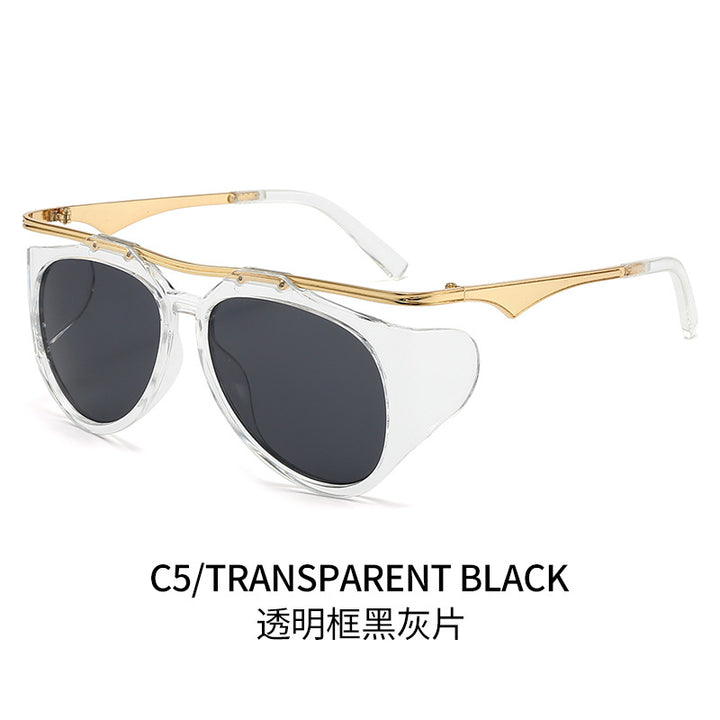 Damen Modische Sport-Sonnenbrille mit Oversized-Rahmen und goldenen Akzenten Karnz